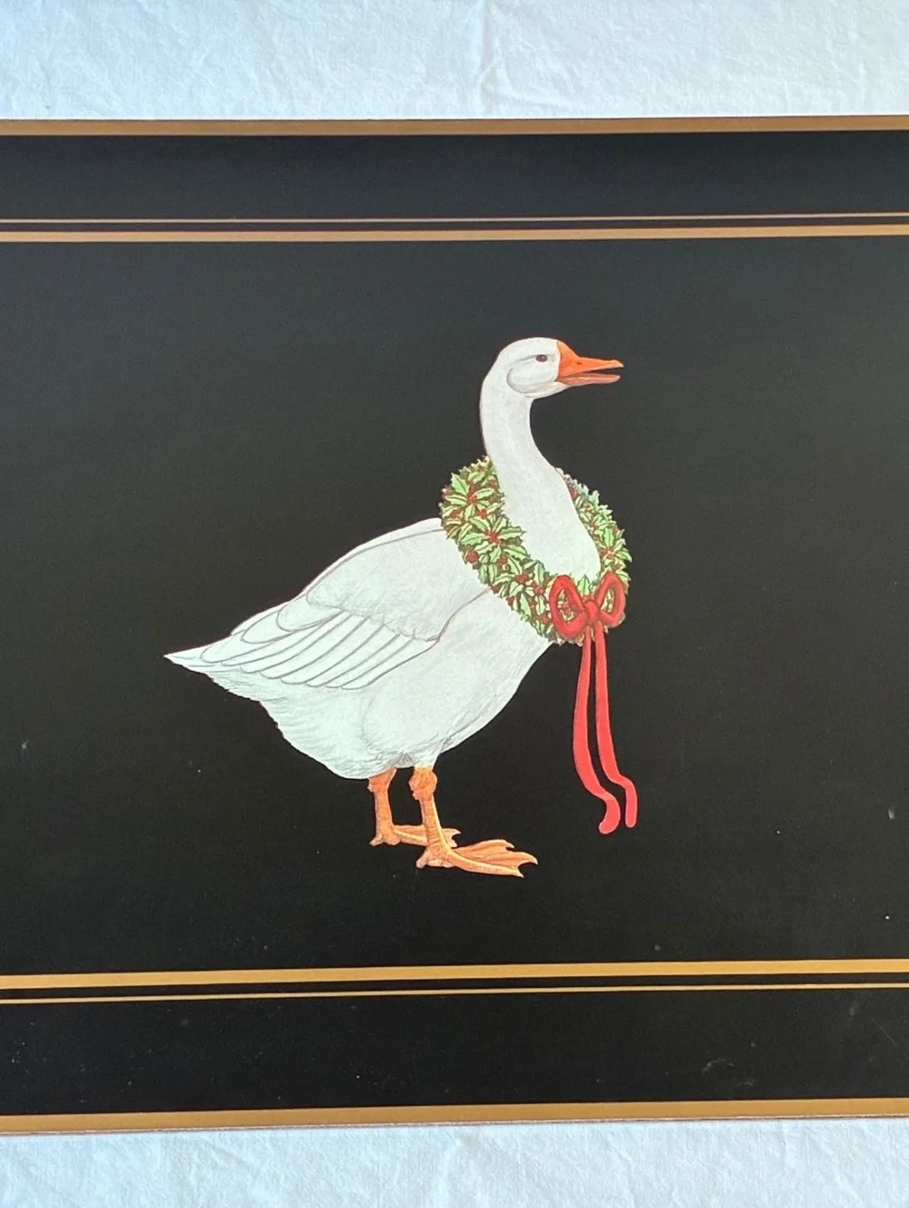 Vintage Pimpernel Black with festive goose Placements (4)